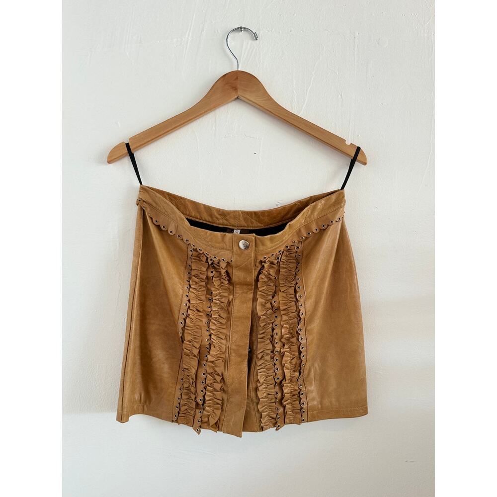 Y2K Vintage Santucci Italy Leather Mini Skirt 6